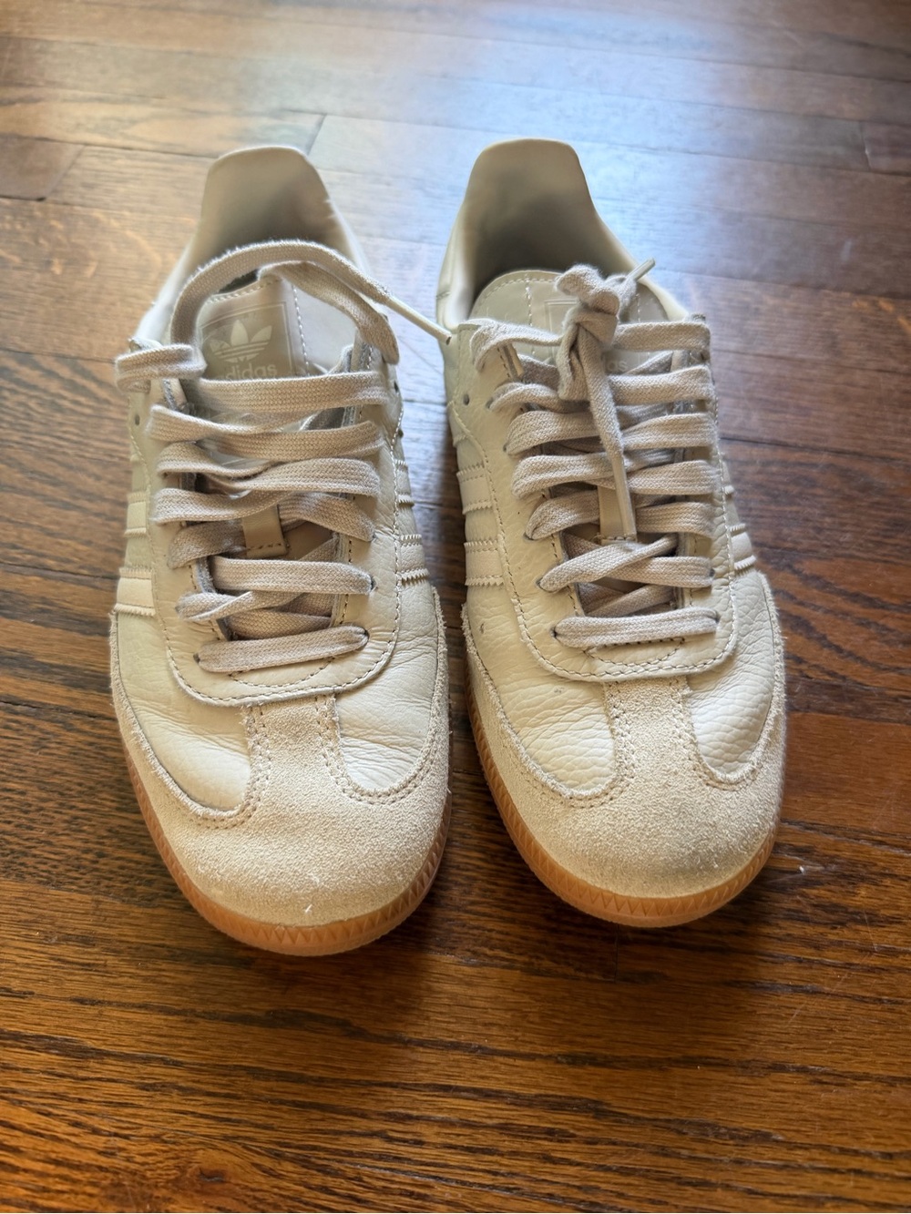 adidas Beige Suede & Leather Sneakers with Gum Sole